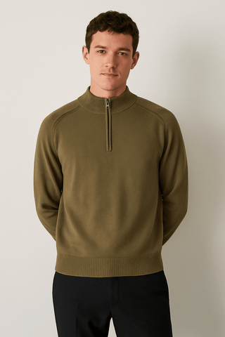 Jacob Strickpullover mit Reißverschluss - Strickwaren - Beige - Müller Mode