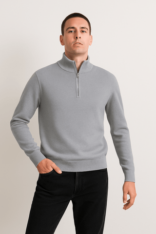 Jacob Strickpullover mit Reißverschluss - Strickwaren - Grau - Müller Mode