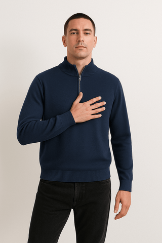 Jacob Strickpullover mit Reißverschluss - Strickwaren - Marineblau - Müller Mode
