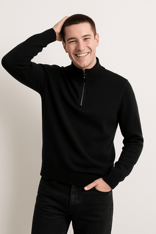 Jacob Strickpullover mit Reißverschluss - Strickwaren - Schwarz - Müller Mode