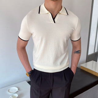 Jakob Polo mit Kontrastkragen - Polos - Beige - Müller Mode