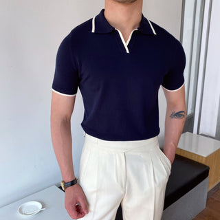 Jakob Polo mit Kontrastkragen - Polos - Schwarz - Müller Mode