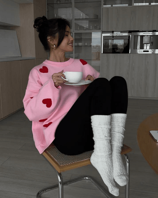 Jamie - Pullover - Bequemer Love Pullover - Strickwaren - Rosa - Müller Mode