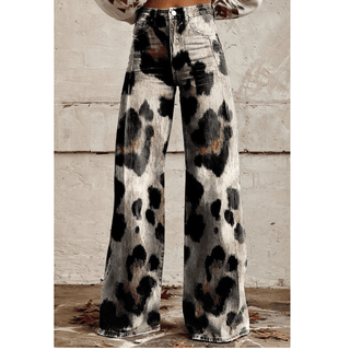 Janeesa Leopard - Jeans mit Weitem Bein - Jeans - Schwarz - Müller Mode