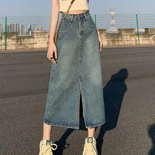 Jessica Jeansrock Schlitz Hohe Taille - Rock - Blau - Müller Mode