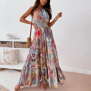 Jette - Halter - Maxikleid - Rückenfrei - Kleider - Blau - Müller Mode