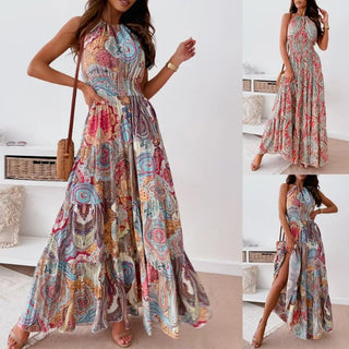 Jette - Halter - Maxikleid - Rückenfrei - Kleider - Blau - Müller Mode