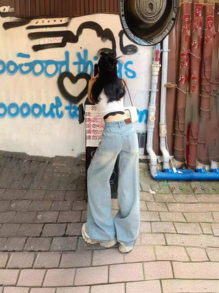 Jobelle - Streetwear Baggy - Hosen - Y2K - Stil - Jeans - Hellblau - Müller Mode