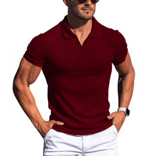 Johan Ribbed Polo mit Kurzarm - Polos - Rot - Müller Mode