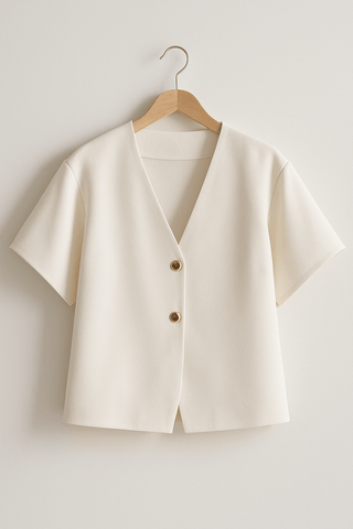 Johanne Bluse mit V - Ausschnitt und Knöpfen - Bluse - Weiß - Müller Mode