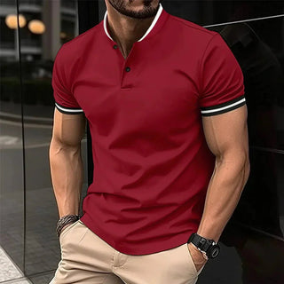 Jonas Stehkragen Polo Shirt - Polos - Rot - Müller Mode