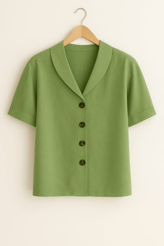 Josefine Bluse mit Kragen und Knopfleiste - Bluse - Grün - Müller Mode