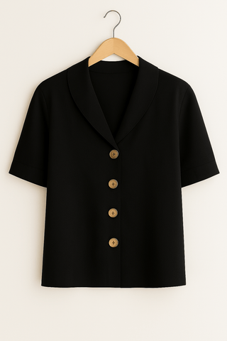 Josefine Bluse mit Kragen und Knopfleiste - Bluse - Schwarz - Müller Mode