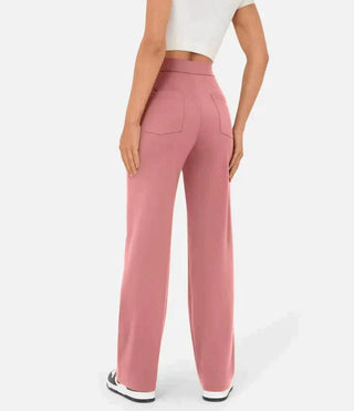 Josefine - Elastische Freizeithose mit hoher Taille - Stoffhosen - Rosa - Müller Mode