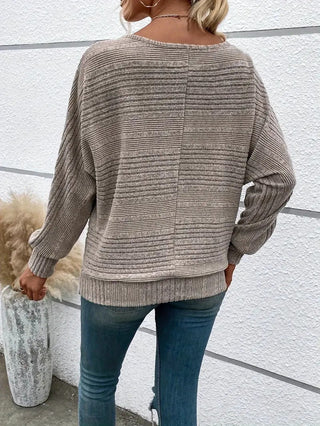 Josefine - Einfarbiges Sweatshirt - Weiten Ärmeln - Strickwaren - Beige - Müller Mode