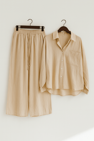 Joyce 2 - teiliges Set mit lockerer Bluse und Hose - Sets - Beige - Müller Mode