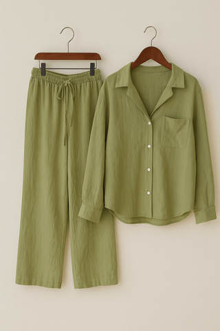 Joyce 2 - teiliges Set mit lockerer Bluse und Hose - Sets - Grün - Müller Mode