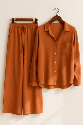 Joyce 2 - teiliges Set mit lockerer Bluse und Hose - Sets - Orange - Müller Mode