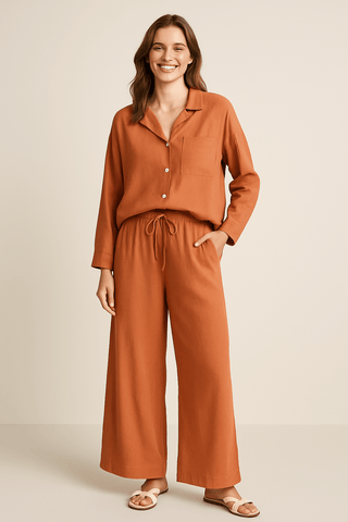 Joyce 2 - teiliges Set mit lockerer Bluse und Hose - Sets - Orange - Müller Mode