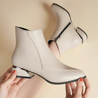 Julane - Stiefelette mit Reißverschluss - Trendiger Blockabsatz - Stiefel - Beige - Müller Mode