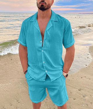 Julian Kurzarmhemd und Shorts Set - Sets - Türkis - Müller Mode