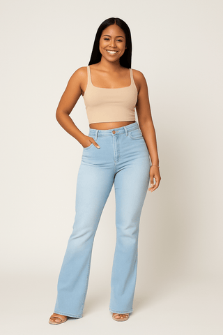 Juna Jeans mit hoher Taille und Schlag - Jeans - Blau - Müller Mode