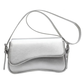 Juneesa - Flap Umhängetasche - Vintage Leder Mode - Schultertaschen - Silber - Müller Mode