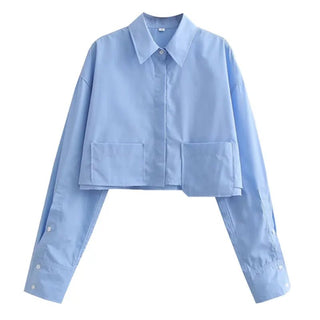 Kaleen - Langärmliges Hemd - Gekürzter Schnitt - Bluse - Himmelblau - Müller Mode