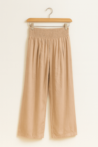 Karin Hosen mit elastischem Bund und weitem Bein - Hosen - Khaki - Müller Mode