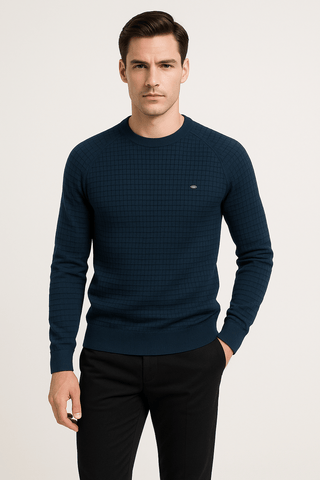Karl Strukturiertes Sweatshirt - Sweatshirts & Hoodies - Marineblau - Müller Mode