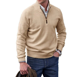 Kasper - Herren Fleece - Pullover mit viertel Reißverschluss - Strickwaren - Beige - Müller Mode
