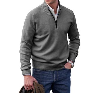 Kasper - Herren Fleece - Pullover mit viertel Reißverschluss - Strickwaren - Grau - Müller Mode