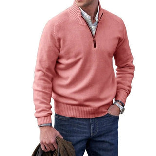 Kasper - Herren Fleece - Pullover mit viertel Reißverschluss - Strickwaren - Rosa - Müller Mode
