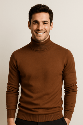 Kasper Rollkragenpullover mit Feinstrick - Strickwaren - Braun - Müller Mode