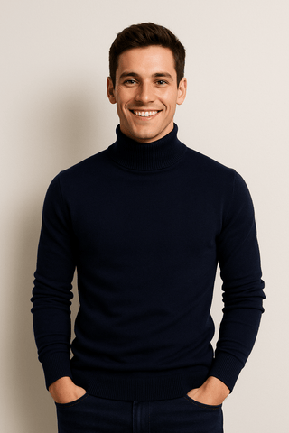 Kasper Rollkragenpullover mit Feinstrick - Strickwaren - Marineblau - Müller Mode