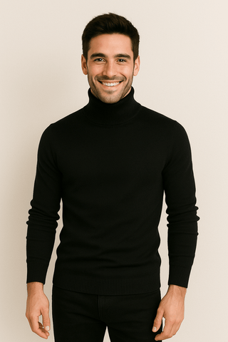 Kasper Rollkragenpullover mit Feinstrick - Strickwaren - Schwarz - Müller Mode