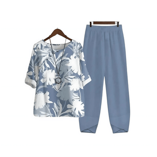 Katarina Bedrucktes Blusen - und Hosenset - Sets - Hellblau - Müller Mode