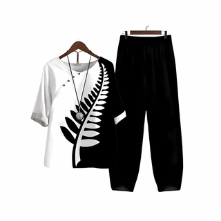 Katarina Bedrucktes Blusen - und Hosenset - Sets - Schwarz - Müller Mode