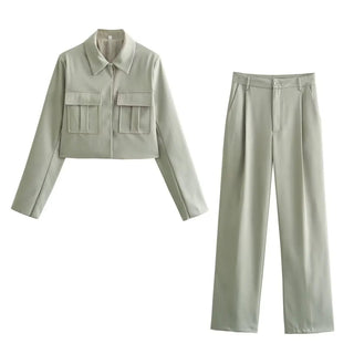 Kehlani - Gekürzte Jacke & Hose - Elegantes Freizeit - Set - Sets - Graues Set - Müller Mode