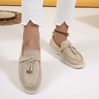 Kendy - Loafer aus Segeltuch - Knoten und Charme Detail - Loafers - Beige - Müller Mode