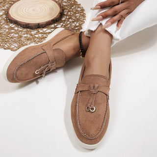 Kendy - Loafer aus Segeltuch - Knoten und Charme Detail - Loafers - Braun - Müller Mode
