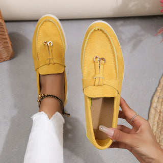 Kendy - Loafer aus Segeltuch - Knoten und Charme Detail - Loafers - Gelb - Müller Mode