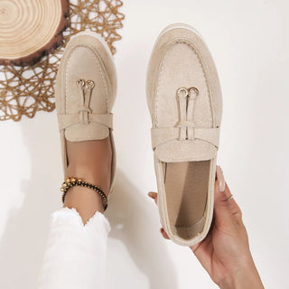 Kendy - Loafer aus Segeltuch - Knoten und Charme Detail - Loafers - Khaki - Müller Mode