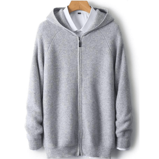 Kenton - Zip - Hoodie - Minimalistischer Rippstil - Sweatshirts & Hoodies - Grau - Müller Mode