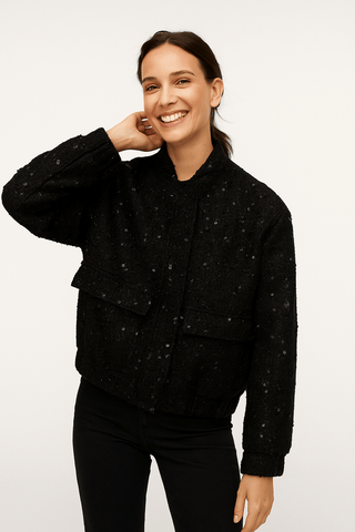 Kesia Pailletten - Bomberjacke - Bomberjacken - Silber (Pailletten) - Müller Mode