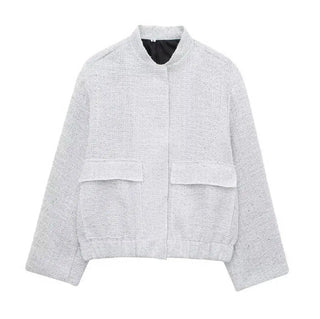 Kesia - Bomberjacke - Lockerer Pailletten - Stil - Bomberjacken - Silber (Ohne Pailletten) - Müller Mode
