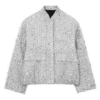Kesia - Bomberjacke - Lockerer Pailletten - Stil - Bomberjacken - Silber (Pailletten) - Müller Mode