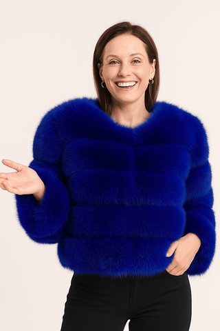 Kirsten Kunstfelljacke Flauschig Kurz - Jacken - Blau - Müller Mode