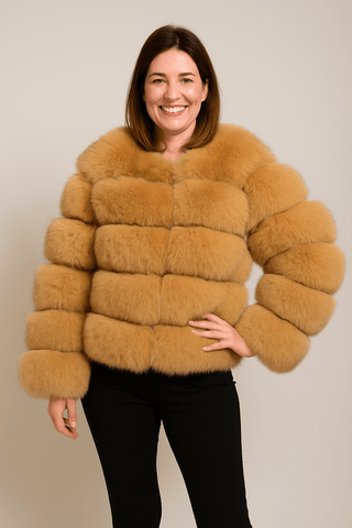Kirsten Kunstfelljacke Flauschig Kurz - Jacken - Khaki - Müller Mode