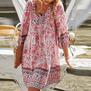 Laila - Boho Kleid - Sommerliche Eleganz - Kleider - Marineblau - Müller Mode